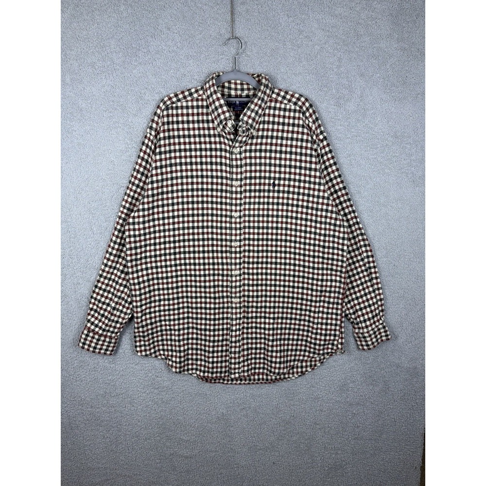 Ralph Lauren Blaire Button Down Shirt Men's L Plaid Heavyweight Cotton